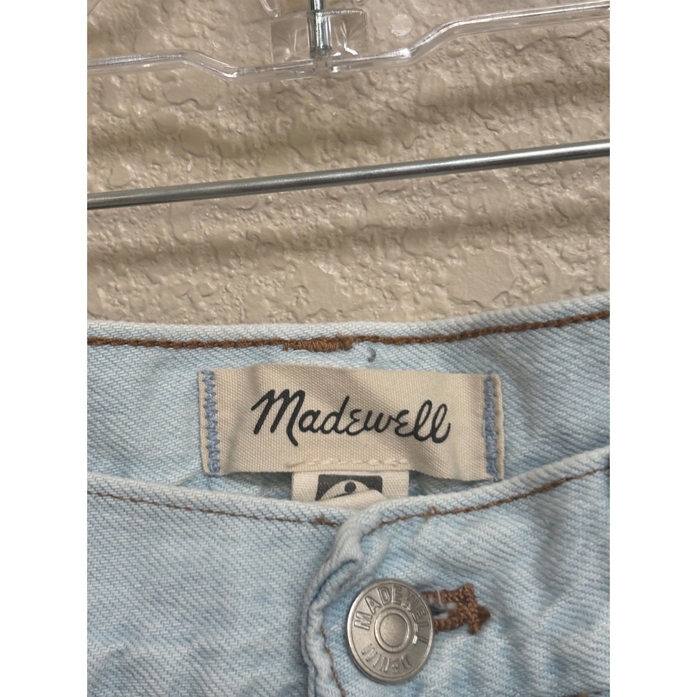 Madewell Baggy Tapered Jeans Light Wash Distressed Ripped Knee High Rise - Picture 10 of 11